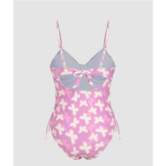 NWT Cider Butterfly Print Drawstring Underwire One Piece Swimsuit Size L - Picture 4 of 11